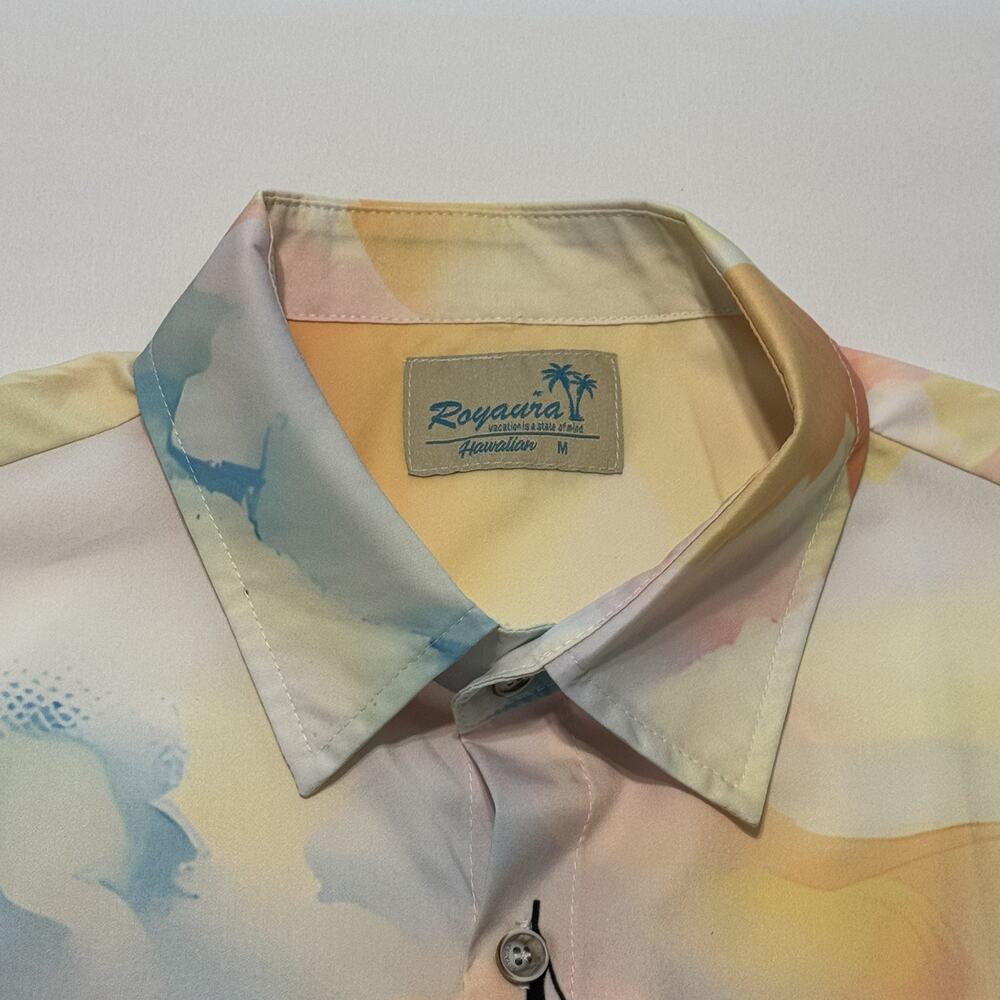 Royaura Men's Hawaiian Short Sleeve Medium Multi Color Sail Boat Print Shirt - Picture 2 of 14